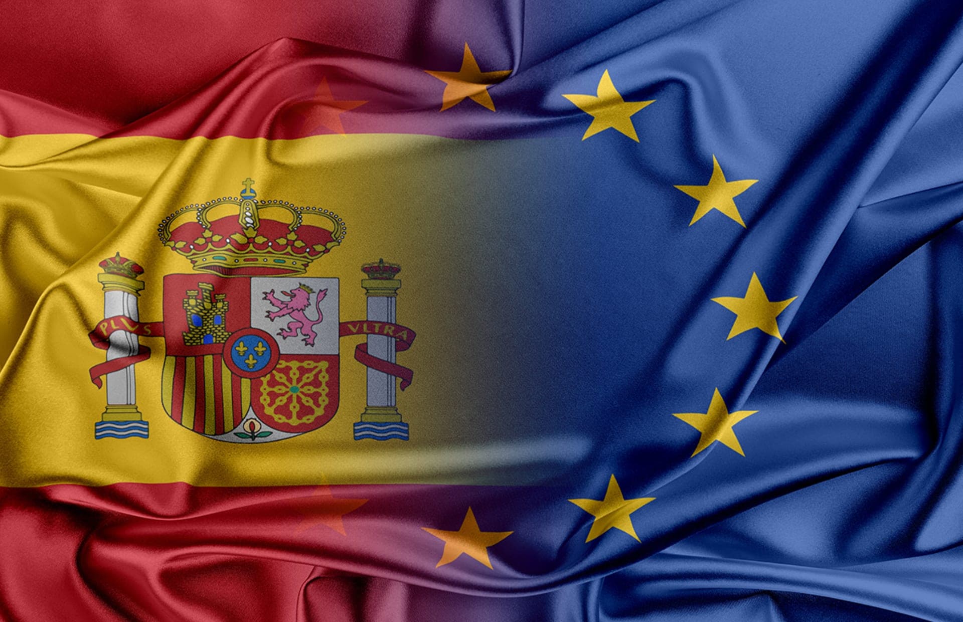Banderas de la Unión Europea y España